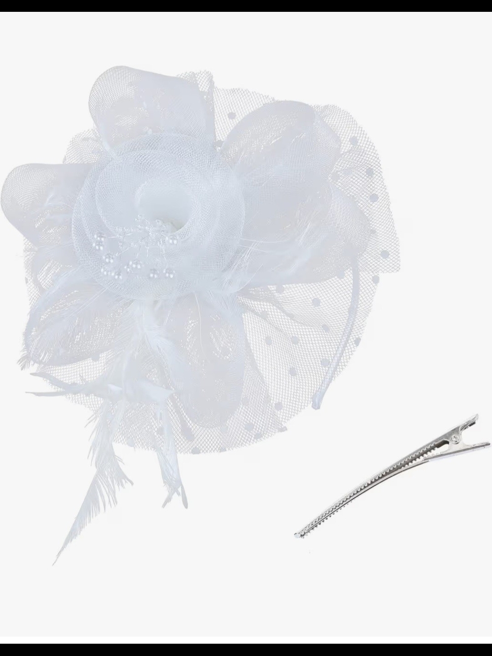 Elegant White Floral Fascinator Hair Clip